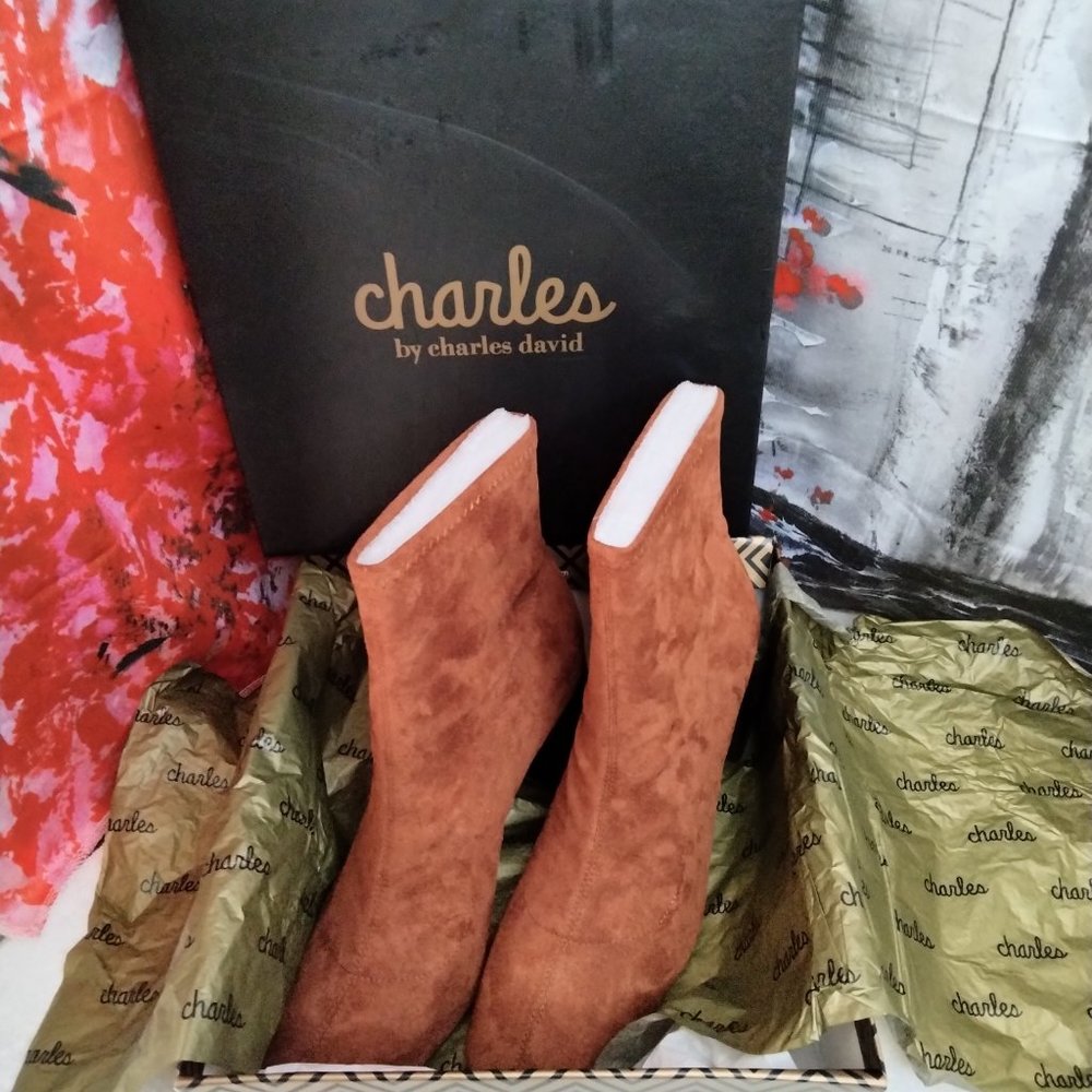 Charles David Block-Heel Sock Booties - Picture 1 of 5
